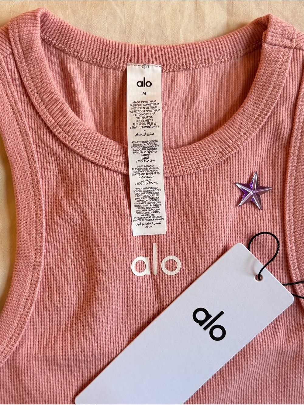 ALO Yoga Dusty Pink Ribbed Tank Top new with tag Size L #gymwear #outerwear